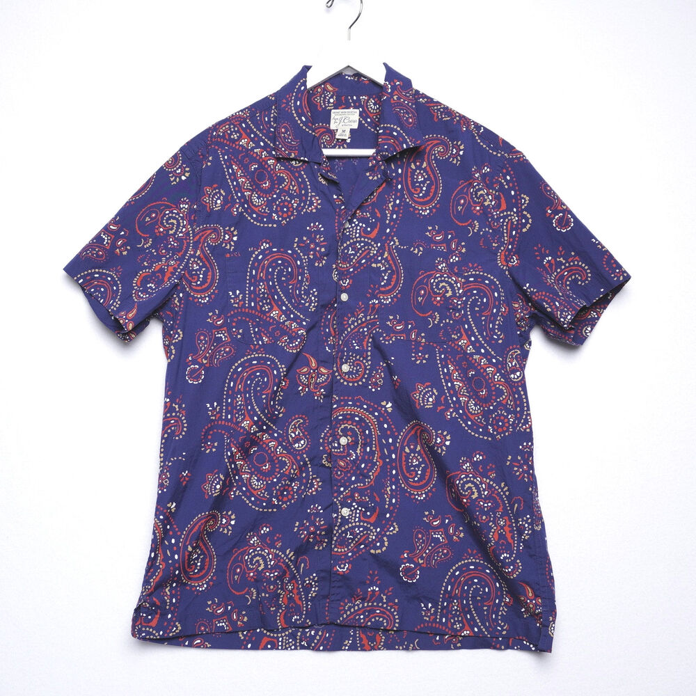 J. Crew Blue Paisley‎ Organic Cotton Shirt Size M